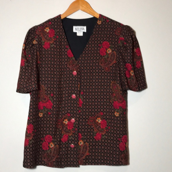 Vintage Melissa Puffy Sleeves Floral Blouse and Skirt Set - Picture 3 of 12